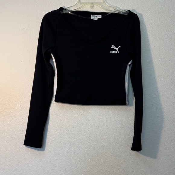 PUMA Women's Black Long Sleeve Crop Top size L - Picture 1 of 3